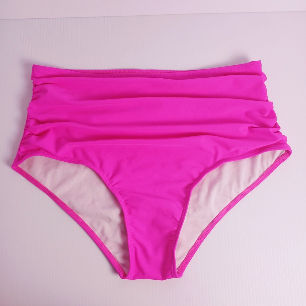 Neon Hot Pink High Waisted Bikini Bottoms Swimwear 14W NEW